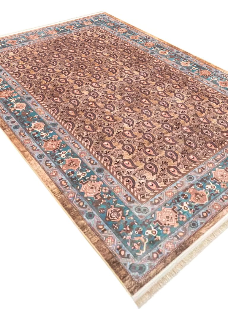 گبه ماشینی طرح دستباف رنگ نسکافه ای 1000 شانه کد 25CS0160