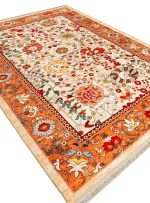 فرش گبه طرح گل آفتابگردان رنگ آجری کد 900403