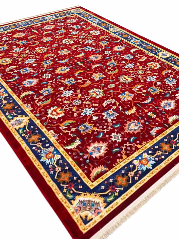 فرش گبه ماشینی طرح افشان سلطان آباد رنگ لاکی کد 900407