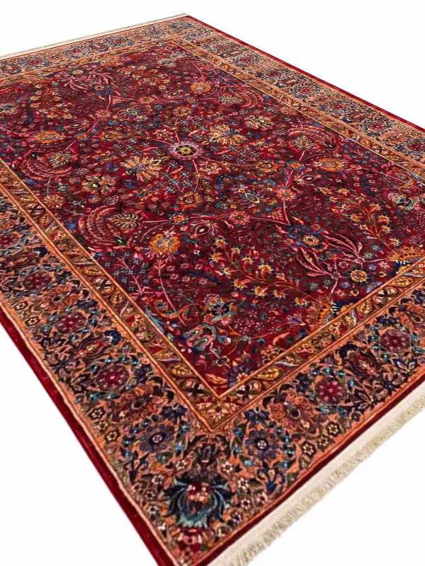 فرش ماشینی طرح گبه افشان رنگ زرشکی کد 900409