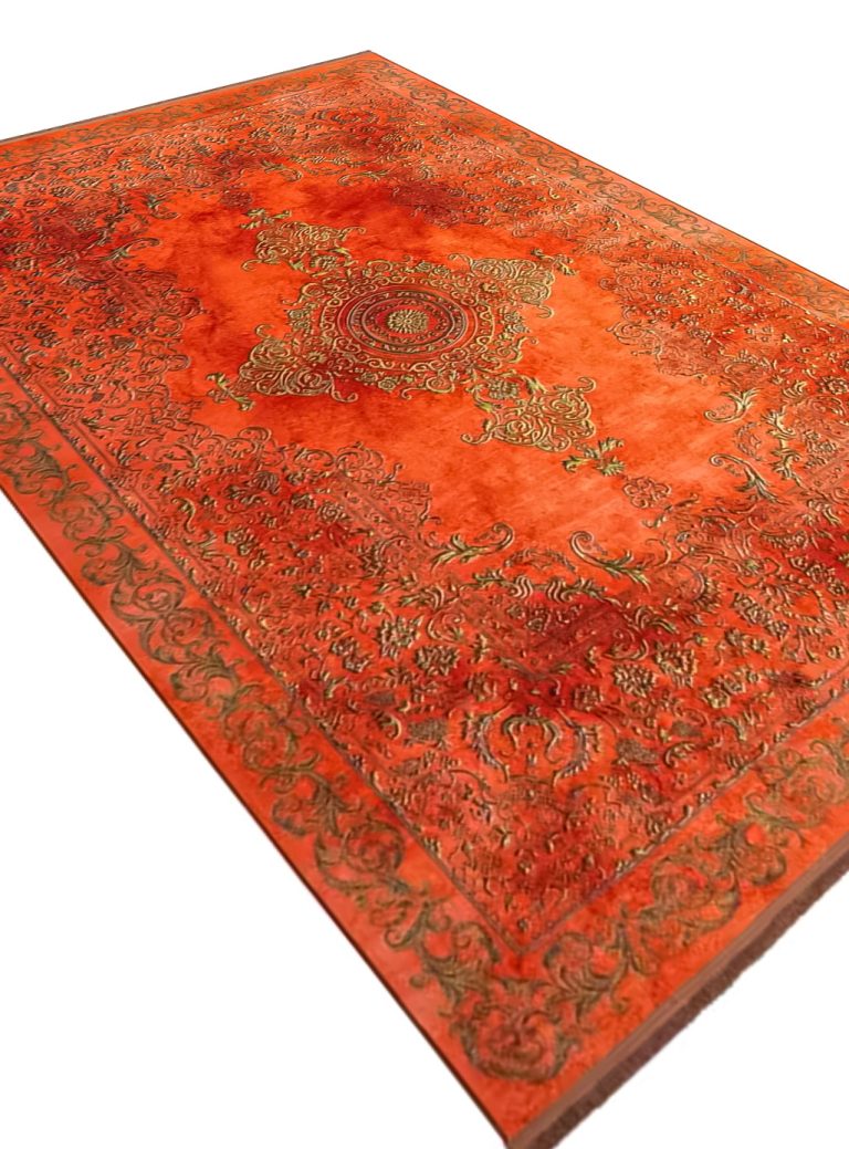 فرش کلاریس طرح ورساچه نارنجی 1200 شانه کد 300406