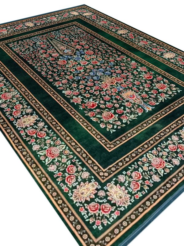 فرش هلنا طرح درختی 1200 شانه رنگ سبز معادل 77 رج دستبافت کد 25CS0290