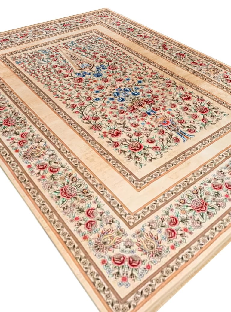 فرش هلنا طرح درختی 1200 شانه معادل 77 رج دستبافت کد 25CS0290 کرم