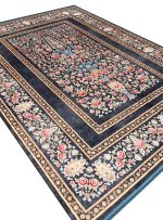 فرش هلنا طرح درختی 1200 شانه معادل 77 رج دستبافت کد 25CS0290 طوسی