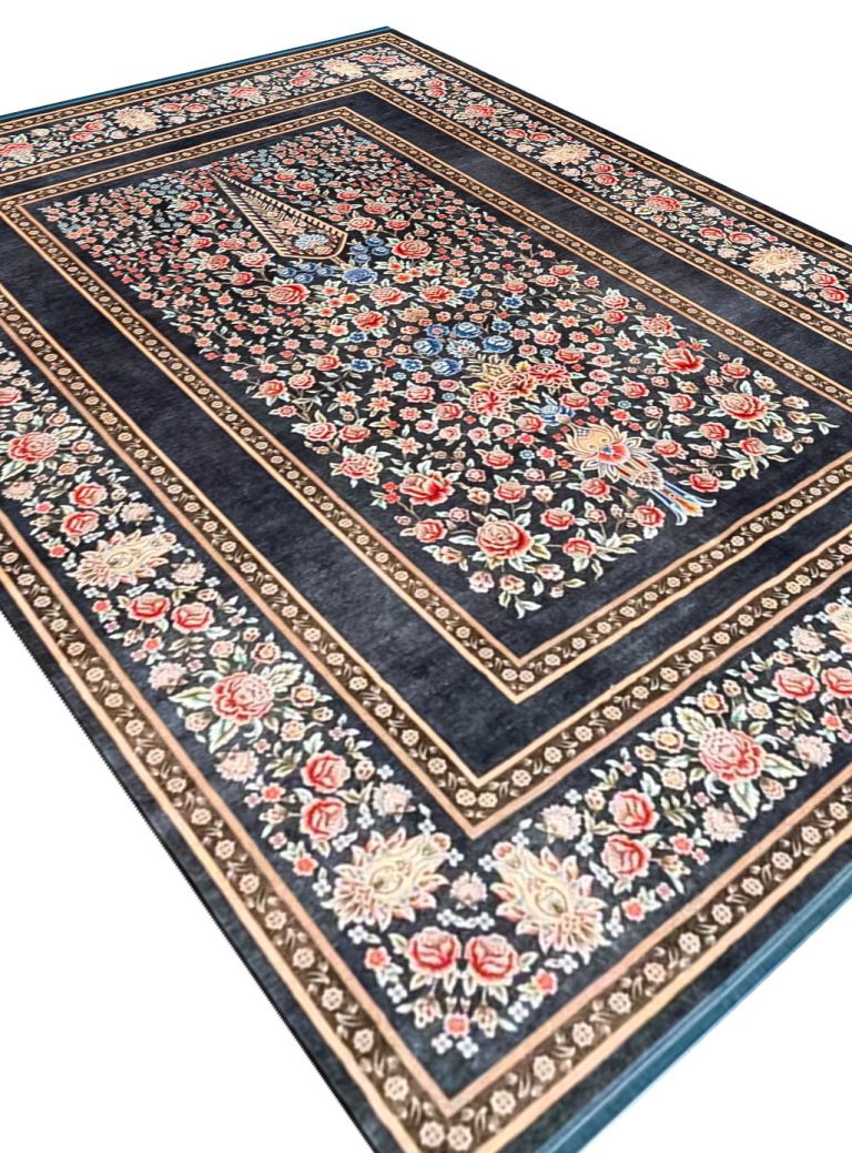 فرش هلنا طرح درختی 1200 شانه معادل 77 رج دستبافت کد 25CS0290 طوسی