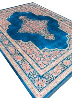 فرش هلنا 1200 شانه معادل 77 رج دستبافت آبی کد 25CS0300