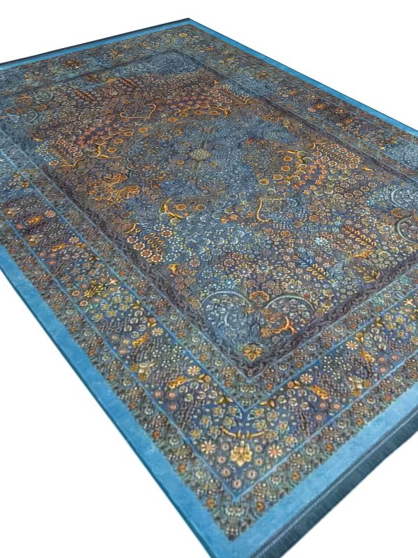 colaris-carpet-code-060فرش هلنا طرح گلستان رنگ آبی معادل 77 رج دستبافت کد 25NH0000