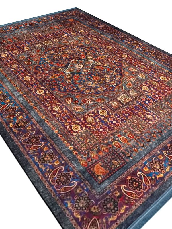 فرش هلنا طرح باغ گلستان رنگ خزه ای معادل 77 رج دستبافت کد 25NH0010