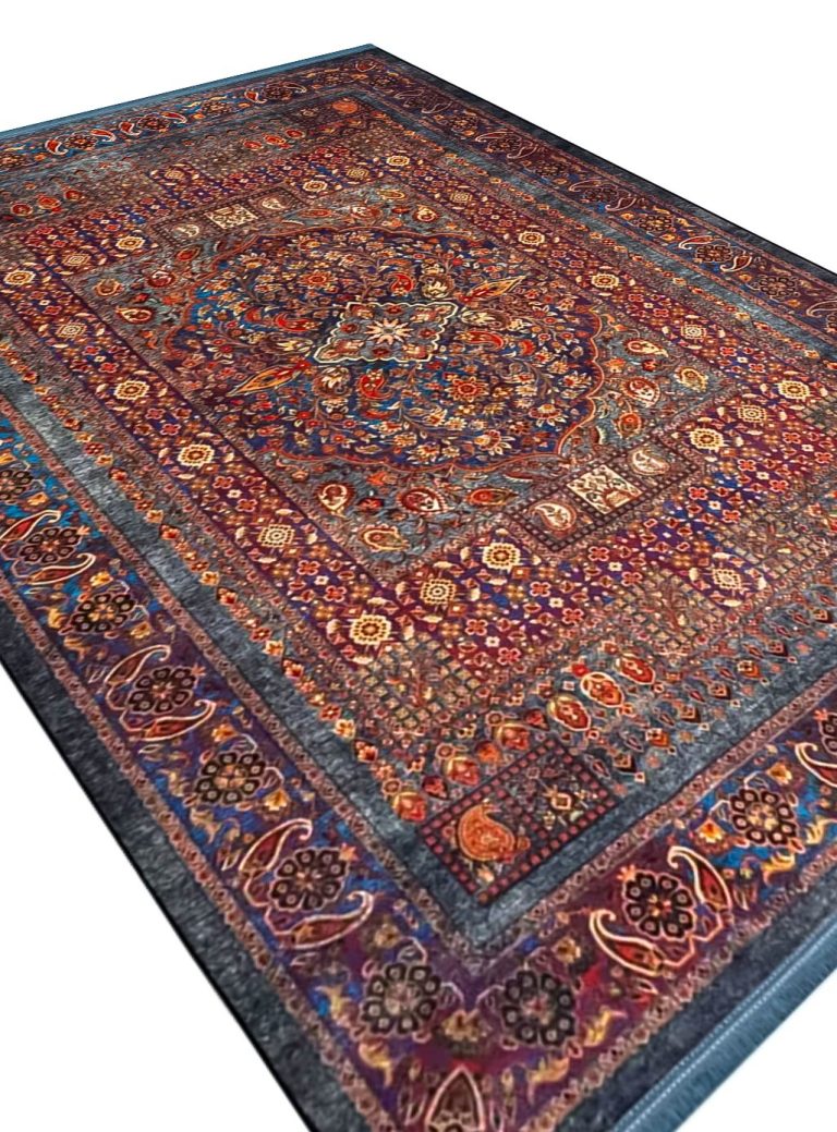فرش هلنا طرح باغ گلستان رنگ خزه ای معادل 77 رج دستبافت کد 25NH0010