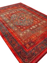 فرش هلنا طرح باغ گلستان رنگ قرمز معادل 77 رج دستبافت کد 25NH0010 - فرشخونه