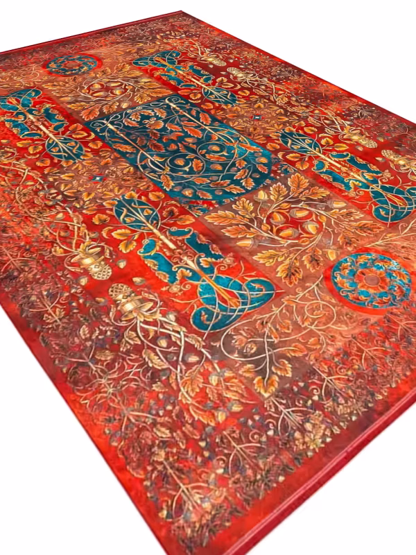 فرش هلنا طرح درختی رنگ لاکی 1200 شانه کد 25TT0030 - فرشخونه