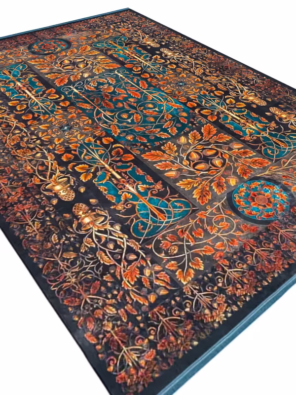 فرش هلنا طرح درختی رنگ طوسی 1200 شانه کد 25TT0030 - فرشخونه