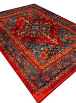 فرش هلنا سنتی طرح هریس رنگ لاکی 1200 شانه کد 25TT0050 - فرشخونه