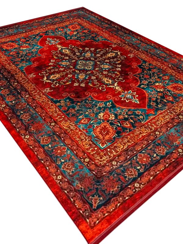فرش هلنا سنتی طرح هریس رنگ لاکی 1200 شانه کد 25TT0050 - فرشخونه