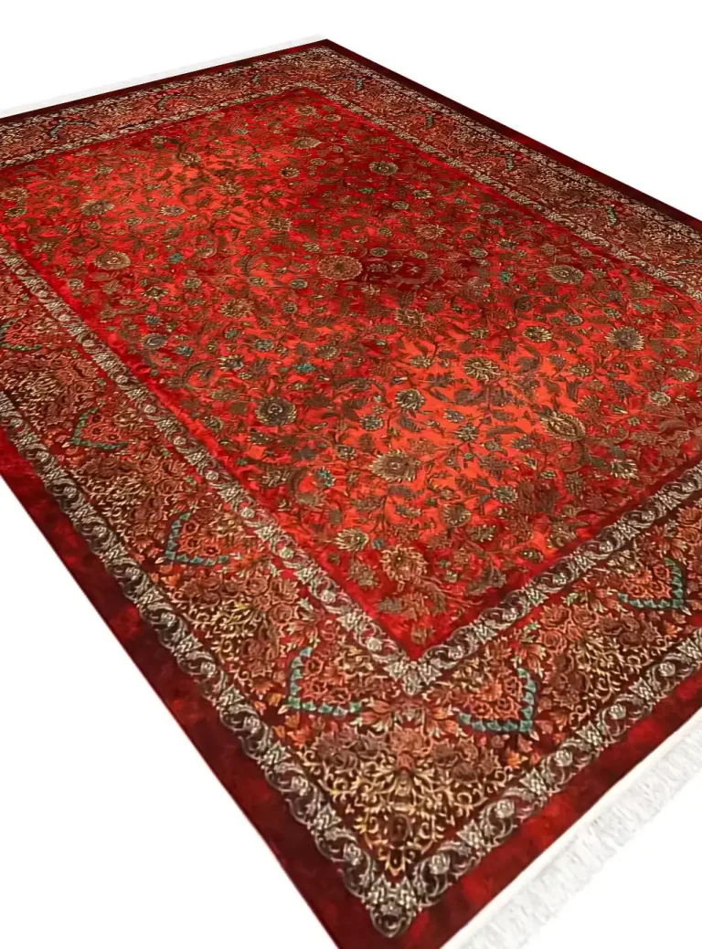 فرش کلاریس طرح افشان رزا رنگ لاکی 1200 شانه کد 25CN0110