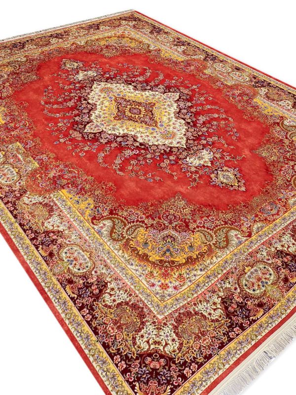 فرش تندیس طرح سینا رنگ عنابی 1500 شانه کد 4138 - فرشخونه