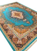 فرش تندیس طرح سینا رنگ دریایی 1500 شانه کد 4182 - فرشخونه