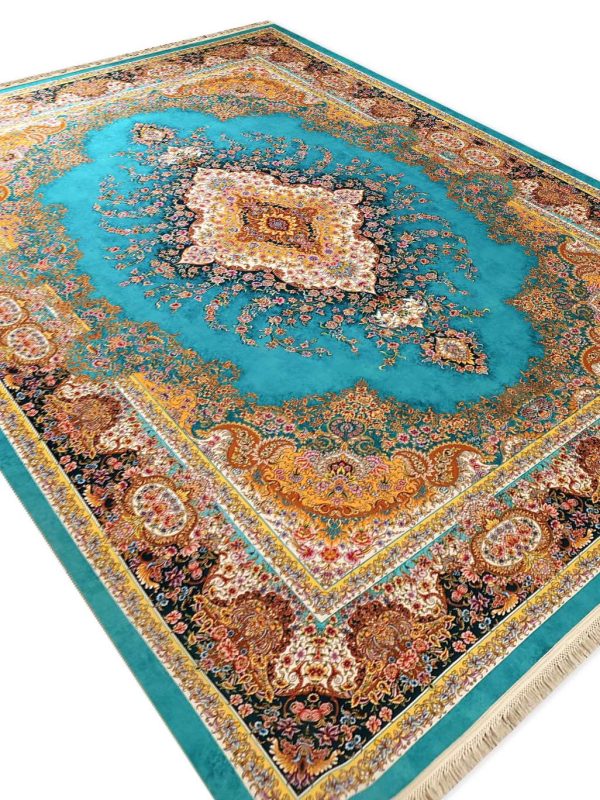 فرش تندیس طرح سینا رنگ دریایی 1500 شانه کد 4182 - فرشخونه