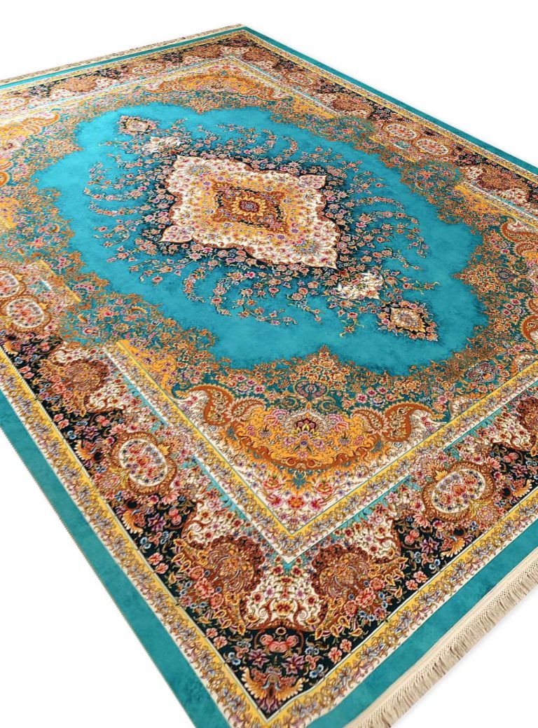 فرش تندیس طرح سینا رنگ دریایی 1500 شانه کد 4182 - فرشخونه