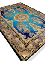 فرش تندیس طرح گلدانی سرمه ای 1500 شانه کد 2000006146