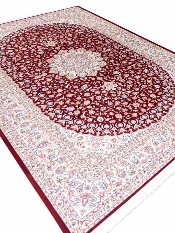 فرش تندیس طرح مانیار رنگ لاکی 1500 شانه کد 20NC0030 - فرشخونه
