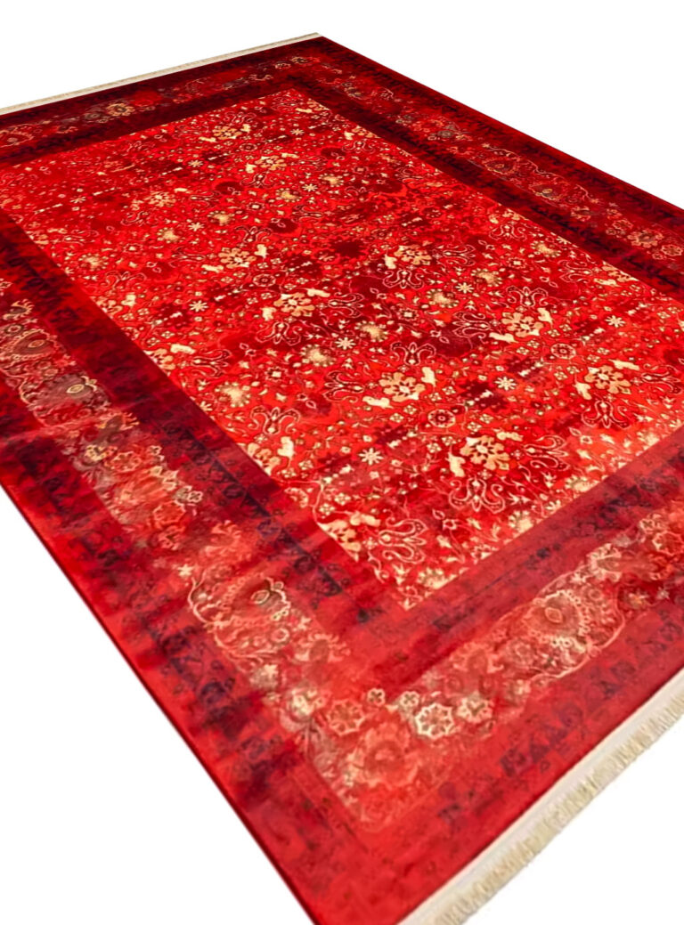 گبه ماشینی طرح ترکمن گلدار 1000 شانه رنگ لاکی کد 900452