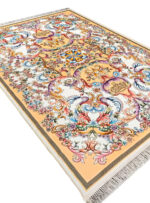 فرش ماشینی طرح فرانسوی رنگ خردلی 1200 شانه کد 2555042024