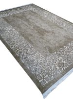 فرش اتاق خواب طرح کاشی گلدار بوم پتینه رنگ سبز 700 شانه کد 101496