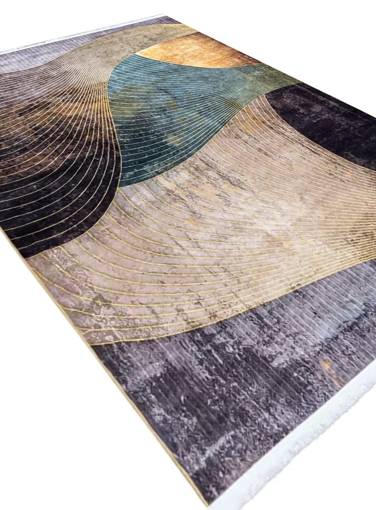 فرش آشپزخانه مدرن طرح خطوط رنگ خاکستری 700 شانه کد 25AA0070 - فرشخونه