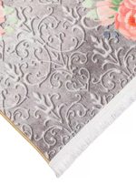 فرش آشپزخانه طرح پترن گل رز 700 شانه طوسی کد 25AA0130 - فرشخونه