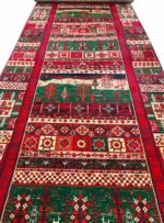 فرش کناره گبه طرح بلوچ لاکی کهنه نما 700 شانه کد 0220