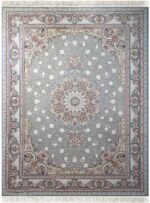 فرش نوین 1500 شانه گل برجسته کد 30005 نقره ای