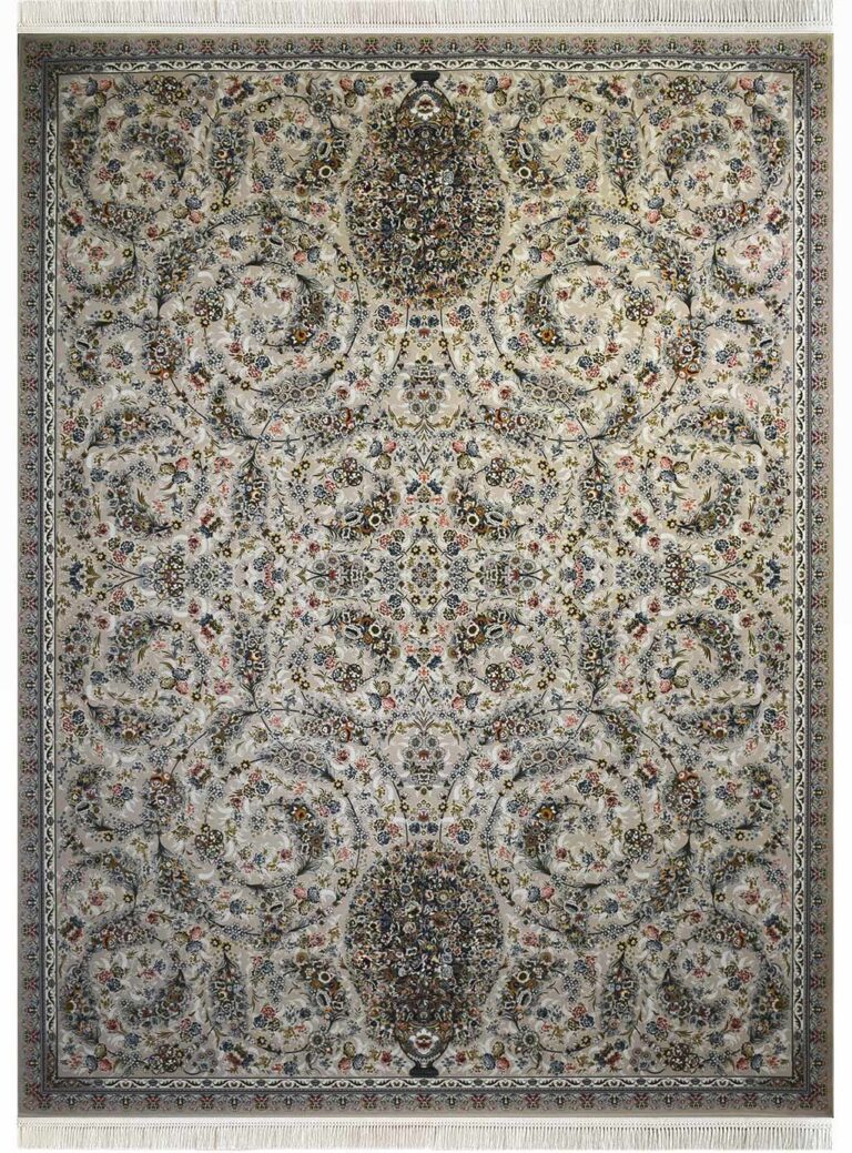 فرش طرح گلدانی 1500 شانه کد 301027 رنگ بژ