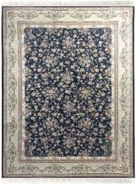 فرش گلریز جدید 1500 شانه گل برجسته کد 30847 سرمه ای