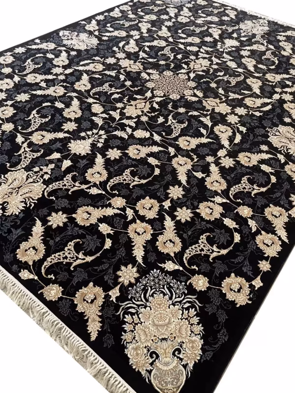 فرش افشان بدون حاشیه طرح هیراد 700 شانه تراکم 2550 کد 7103101 سرمه ای