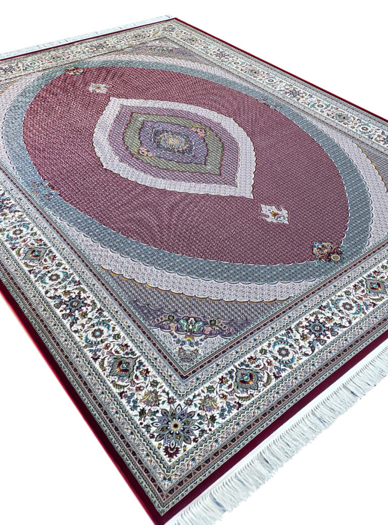 فرش طرح ریز ماهی 1200 شانه کد 201039 رنگ لاکی