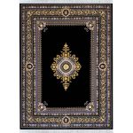 فرش طرح ژینوس مشکی 1200 شانه فلت طلاکوب فرانسوی کد 210878 - فرشخونه