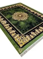 فرش طرح ورساچه وینتیج 1200 شانه غیر برجسته طلاکوب کد 884 سبز