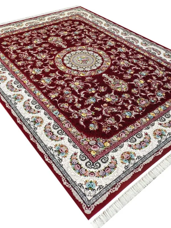 فرش طرح گل افشان 1200 شانه کد 20914 لاکی