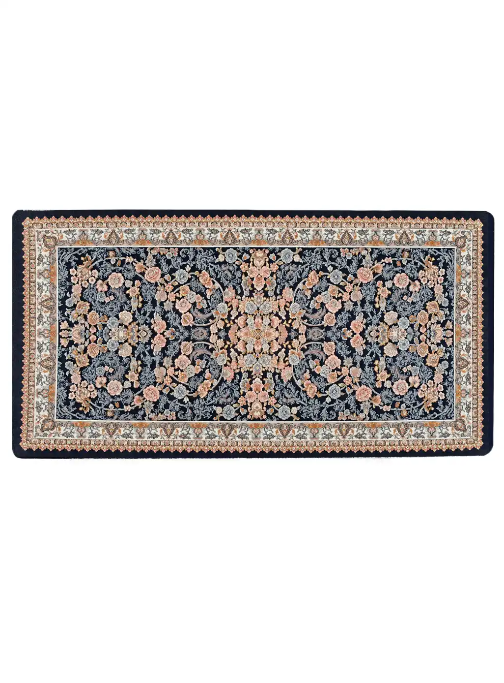 47P201824-Carpet-back- pillow-1200-Reeds-farshkhooneh- پشتی افشان طرح زنبق رنگ سرمه ای 1200 شانه کد 1824