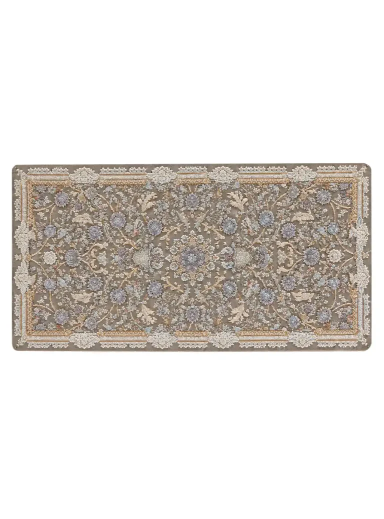 پشتی ماشینی طرح ژاسمین برجسته رنگ قهوه ای 1200 شانه کد 3336 - فرشخونه