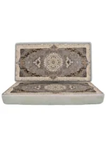 پشتی ماشینی ترنج دار طرح فریما دودی زغالی 1200 برجسته کد 3338 - Image 2
