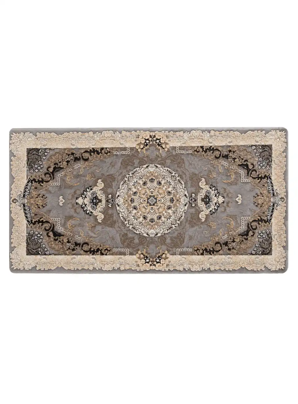 47P203338-Carpet-back- pillow-1200-Reeds-farshkhooneh2 پشتی ماشینی ترنج دار طرح فریما دودی 1200 برجسته کد 3338 - فرشخونه