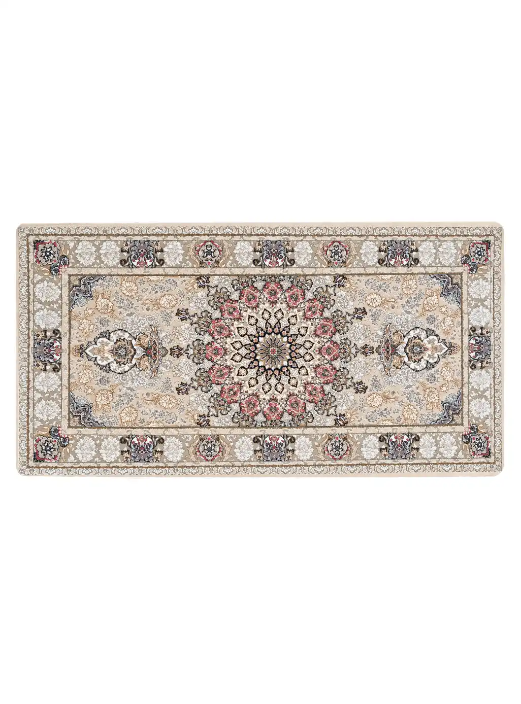 47P703324-Carpet-back- pillow-1200-Reeds-farshkhooneh پشتی ماشینی طرح ترنج لوستری رنگ کرم 1200 شانه برجسته کد 3324 - فرشخونه