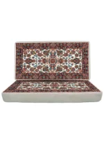 پشتی ماشینی 700 شانه طرح افشان گل درشت رنگ کرم کد 814 - Image 2