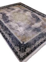 فرش طلاکوب طرح وینتیج گل برجسته رنگ طوسی 1200 شانه کد 732822