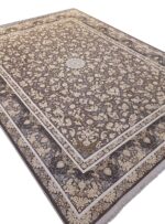 فرش افشان طرح ستین طلاکوب 1200 شانه گل برجسته طوسی کد 73341