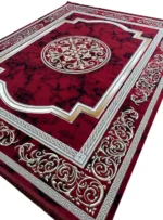 فرش وینتیج طرح مدوسا ابرو بادی رنگ لاکی 1200 شانه گل برجسته کد 1236 - فرشخونه