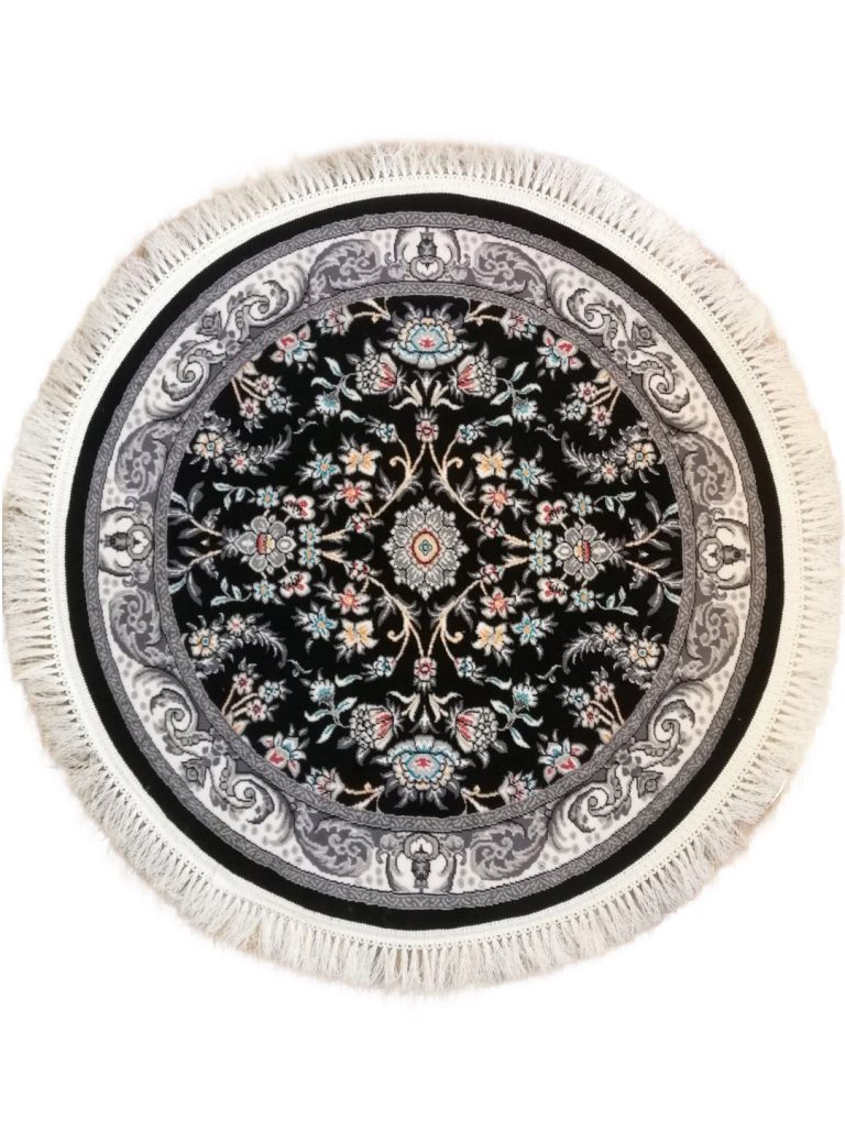 فرش دایره طرح افشان سرمه ای 500 شانه کد 10202