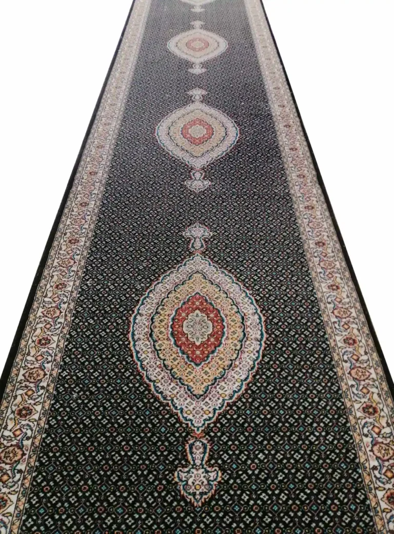 فرش کناره طرح ریز ماهی رنگ سرمه ای 500 شانه کد 50754 - فرشخونه